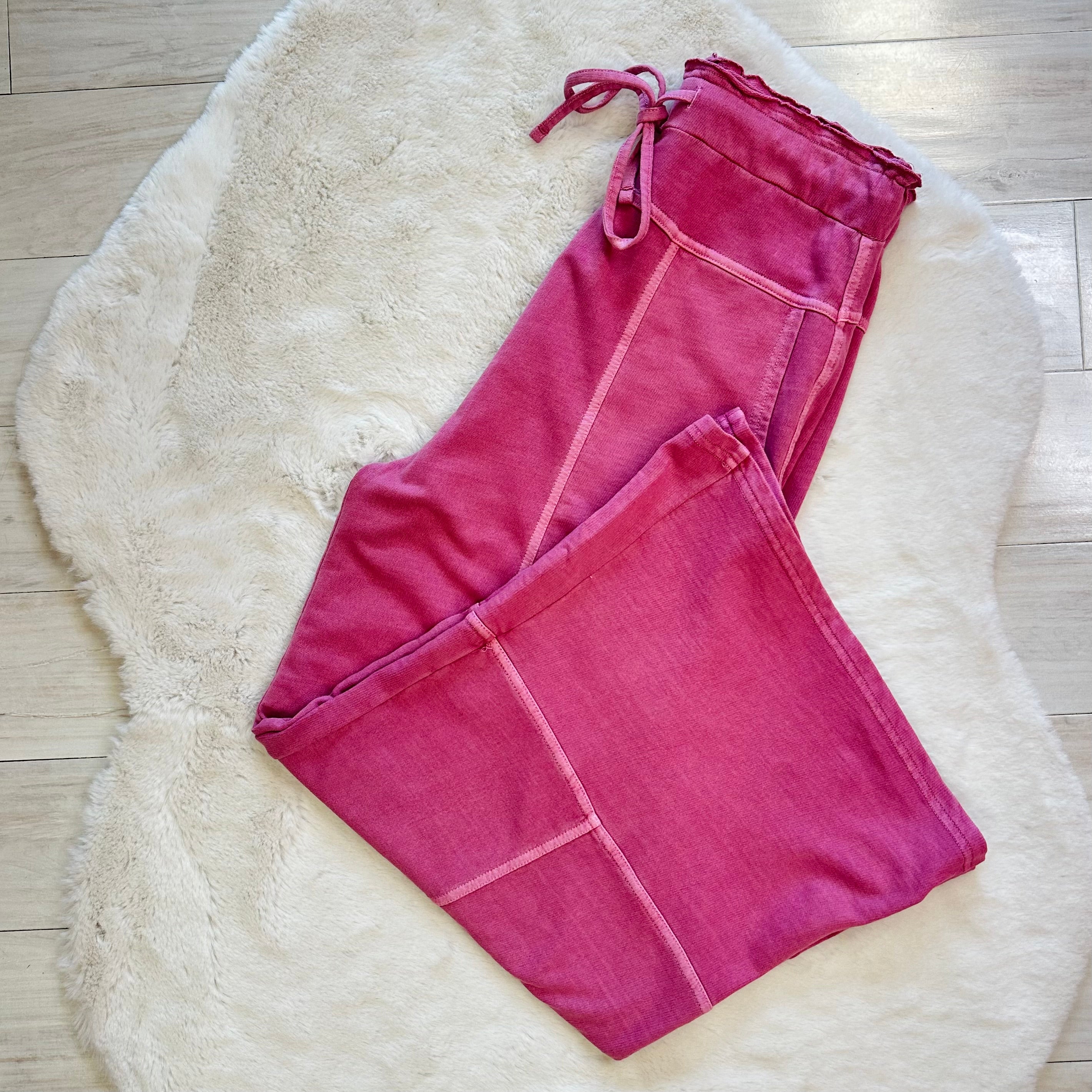 Women’s Mauve Mineral Wash Wide Leg Pants