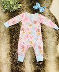 Girl’s pink with blue trim princess sleeper