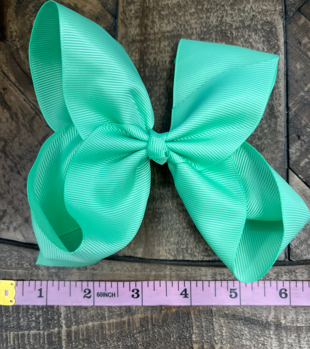 Hair Bow 6” Alligator Clip- Light Green