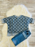 Women’s Washed Checker Denim Top