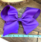 Hair Bow 8” Alligator Clip - Medium Purple
