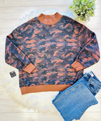 Women’s Evermmee Camouflage Mocked Neck Sweater Top - True to Size