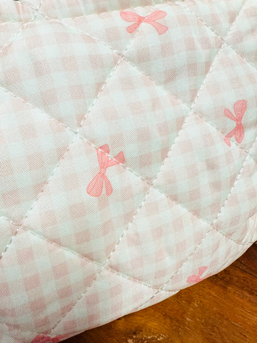 Pink Gingham and Bow Printed Bag