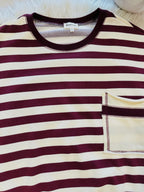Women’s Peach Love Striped Burgundy Sweater Top