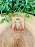 Women’s Red and White Polka Dot Circle Dangle Earrings
