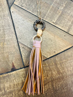 Women’s Gold and Pale pink Frizzled Necklace and Earrings