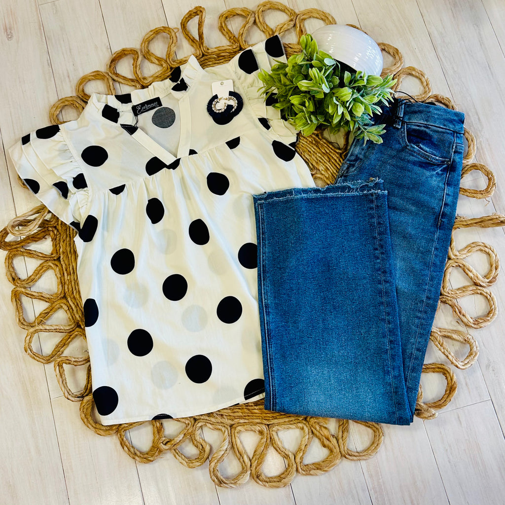 Women’s Evermmee Polka Dot Top ￼
