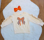 Girls Plaid Fall Bow Flare Pants Outfit
