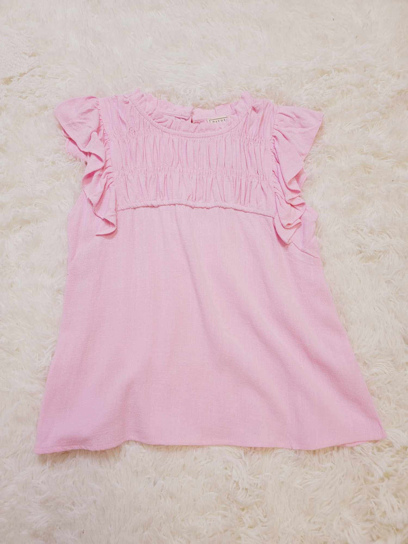 Girls Hayden Pink Ruffled Top