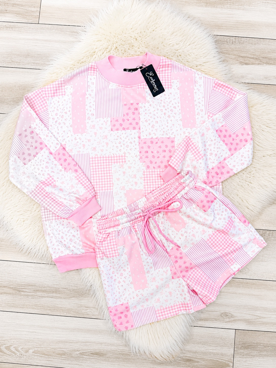 Pretty in Patchwork Women’s 2 Piece Shorts Set by Evermmee