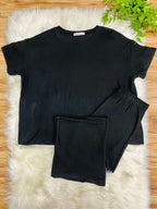 Women’s Zenana Solid Black Melange Pant Set