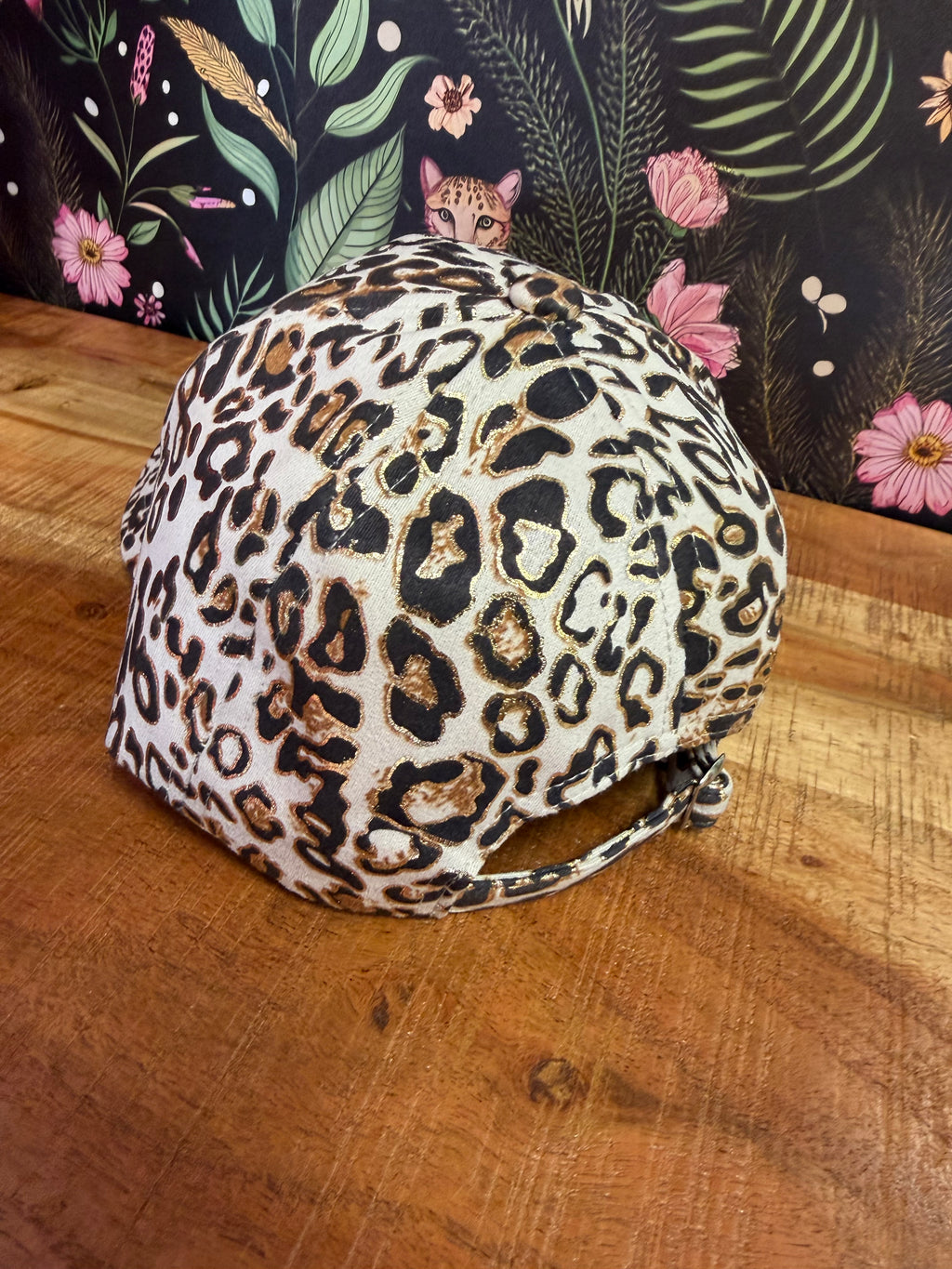 Metallic Beige Cheetah Print Hat