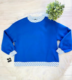 Women’s Evermmee Blue and White Polka Dot Short Set