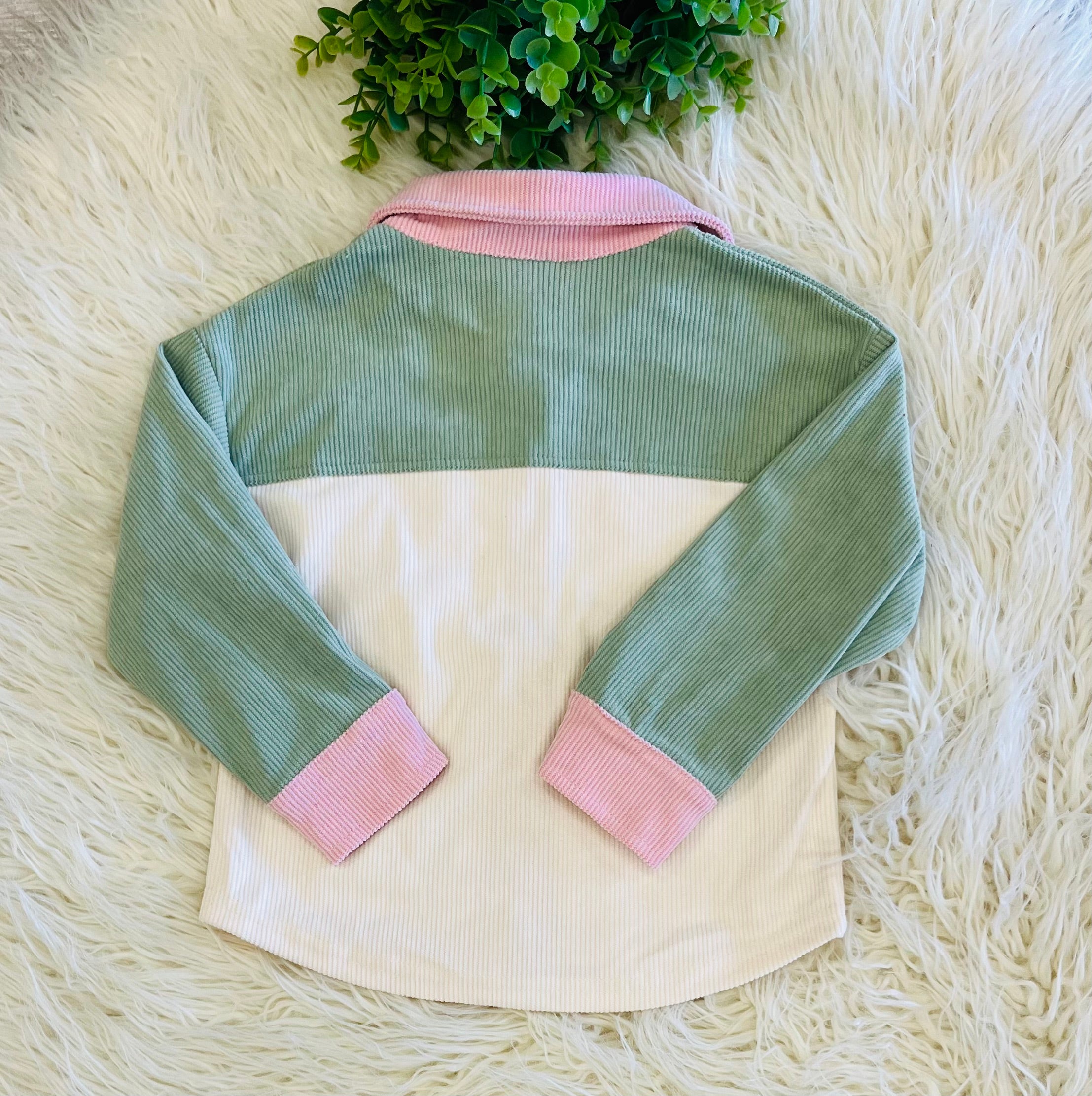 Girl’s Pastel Color Block Corduroy Button Down Shirt