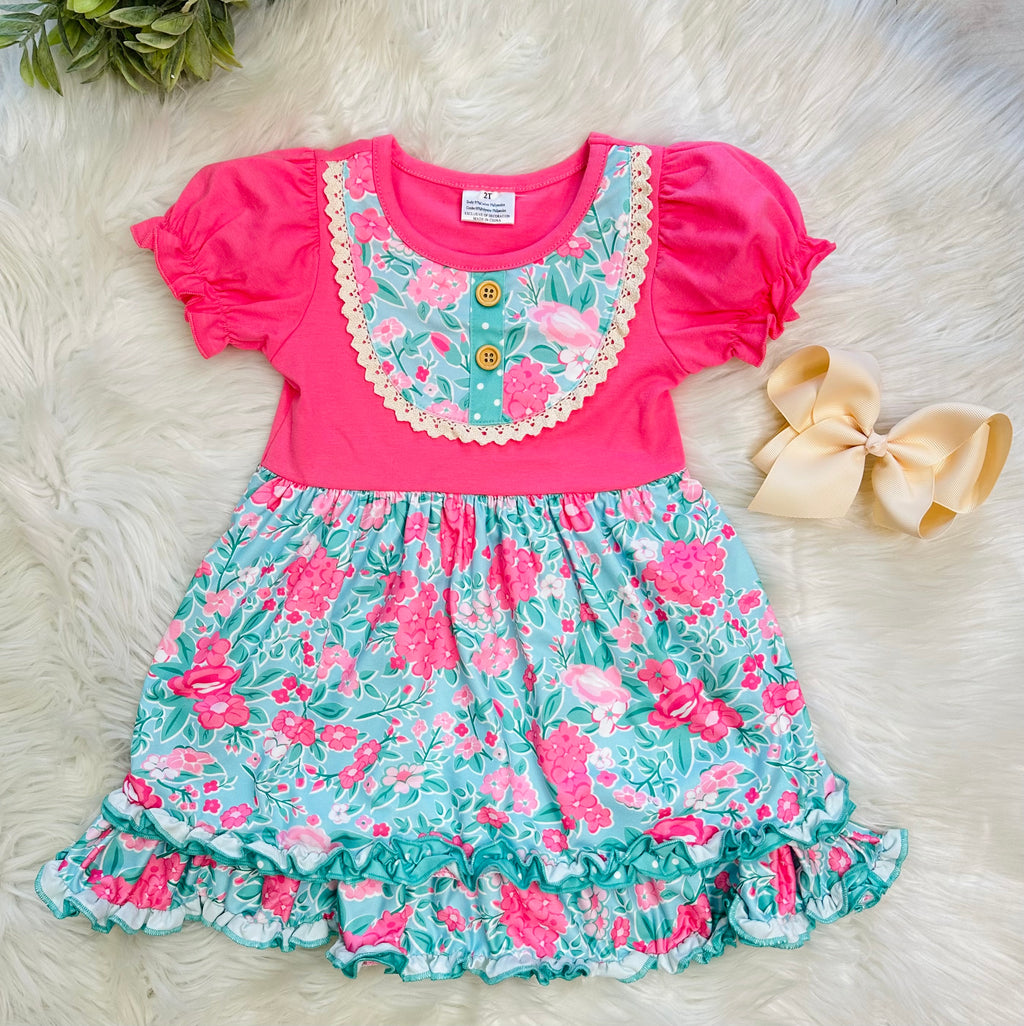 Girl’s Hot Pink Floral Dress