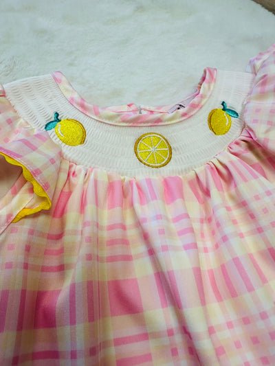 Lemon Smocked Girls Dress