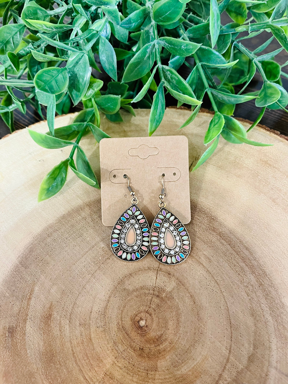 Women’s Gold Colorful Teardrop Dangle Earrings