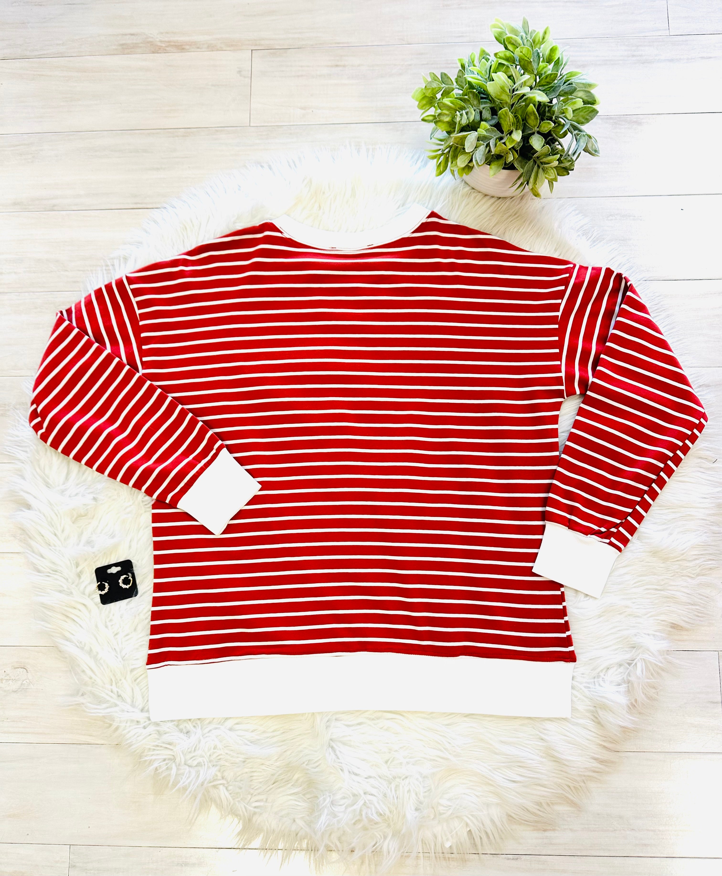 Women’s Zenana Rust Striped Long Sleeve Top