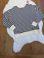 Women’s Zenana Navy Stripe Pullover with Side Slits
