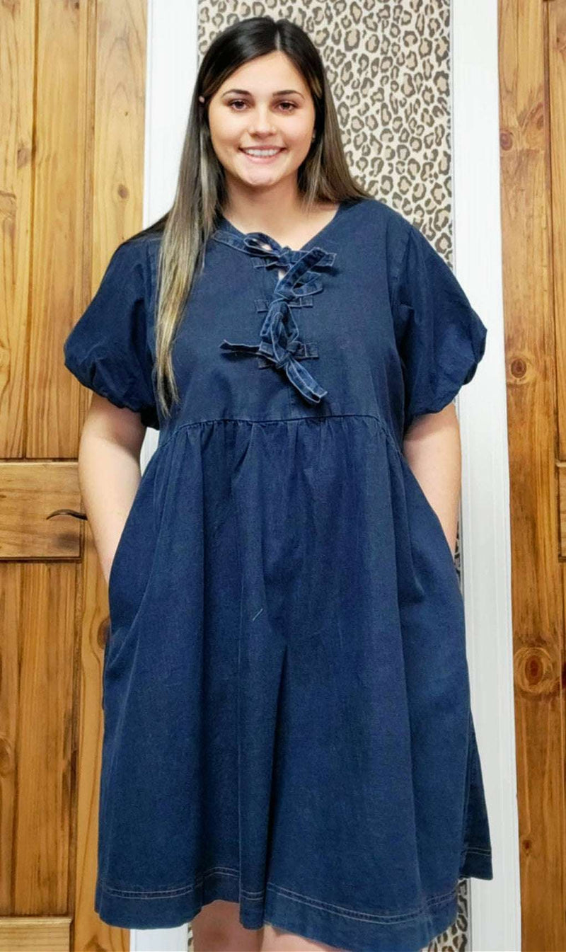 Dark Denim Plus Size Dress - Mini Mee Boutique