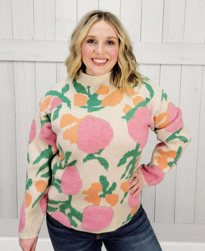 Pink/Cream Floral Sweater - Mini Mee Boutique