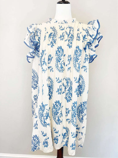 Blue And White Mixed Plus Size Dress