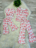 Girl’s Pink Bow Flare Leg Outfit