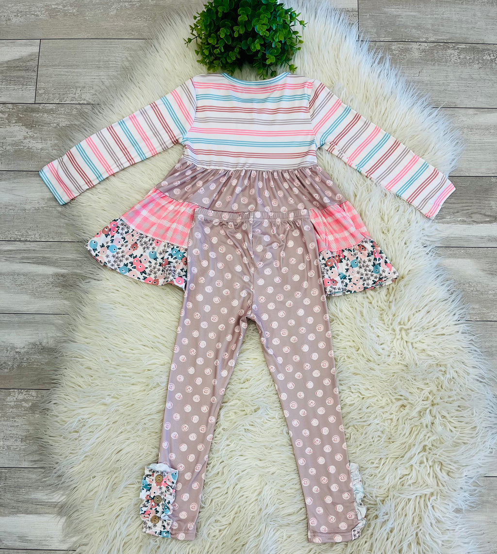Girl’s Multi Print Ruffled Outfit
