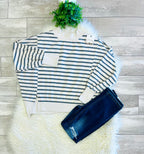 Women’s HYFVE White Dark Grey Stripped Long Sleeve Top