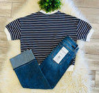 Women’s Zenana Navy Striped Top