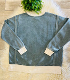 Women’s Zenana Washed Exposed Seam Sweatshirt In Antique Indigo
