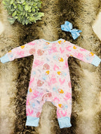 Girl’s pink with blue trim princess sleeper