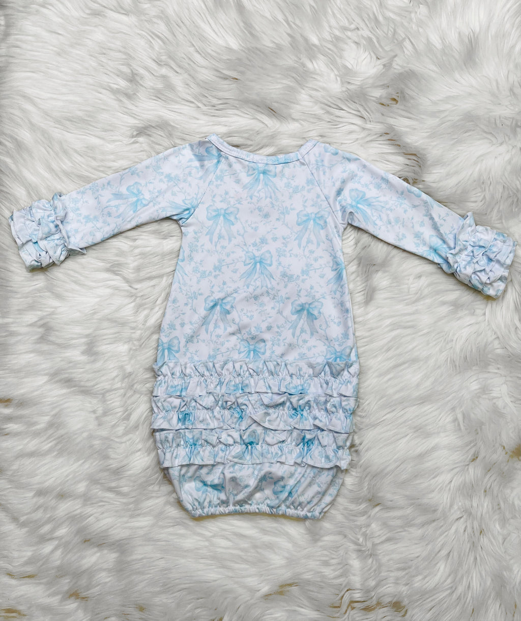 Girl’s Clover Cottage Blue Bow Newborn 3 Piece Set