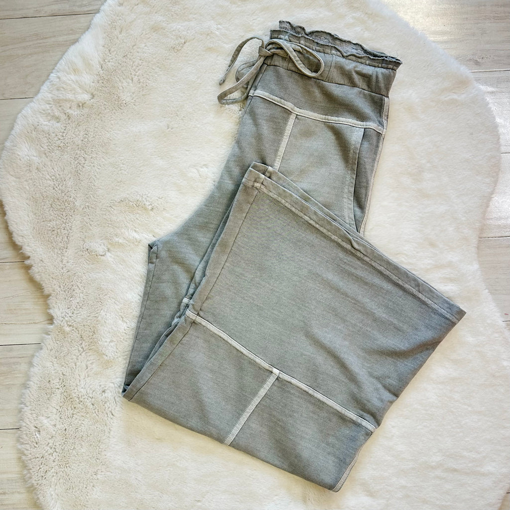 Women’s Grey Mineral Wash Wide Leg Pants