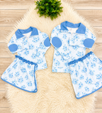 Girl’s Blue Floral Quarter Zip Long Sleeve Skort Set