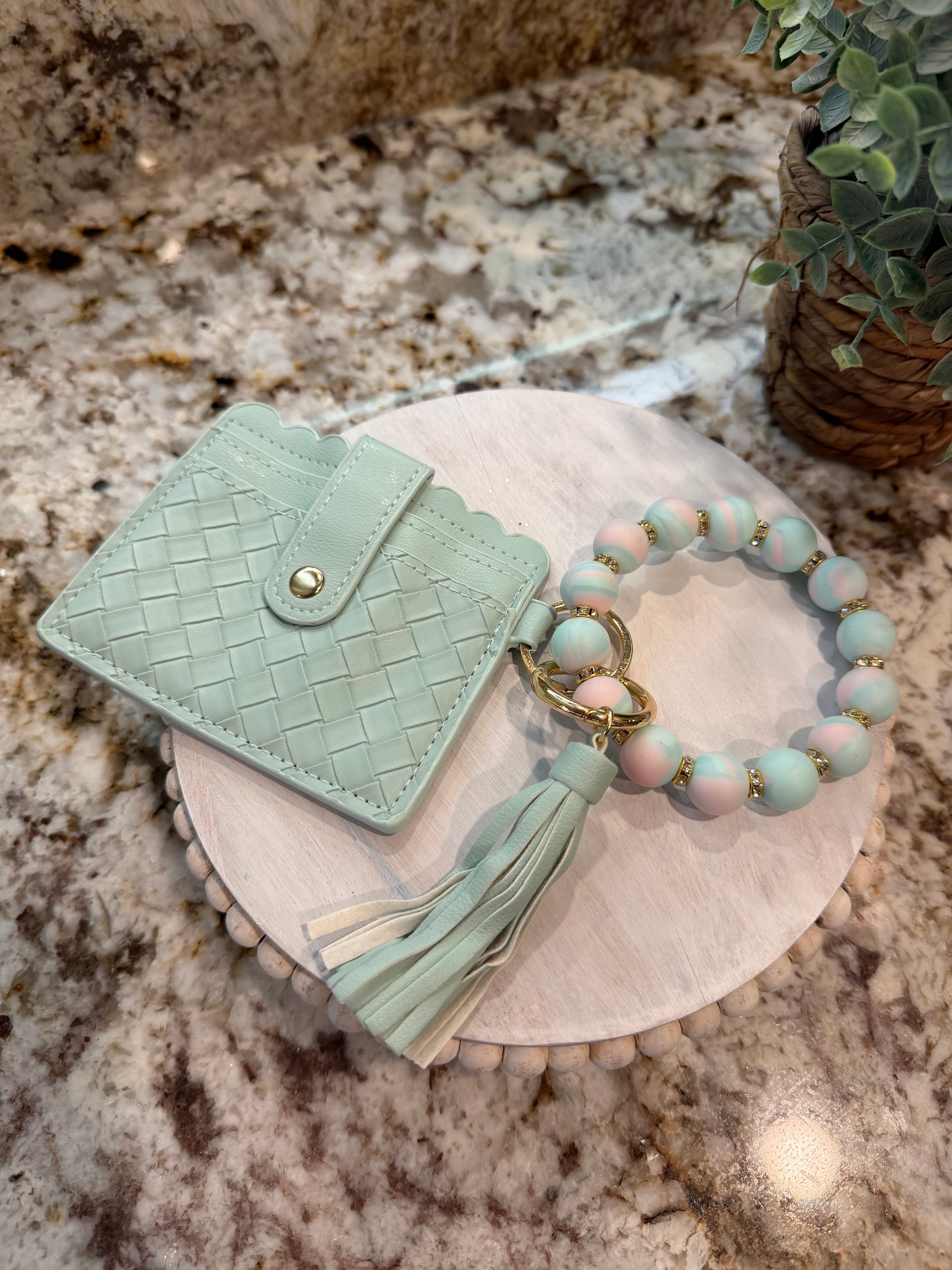 Wristlet ID Badge Pouch Keychain Cotton Candy