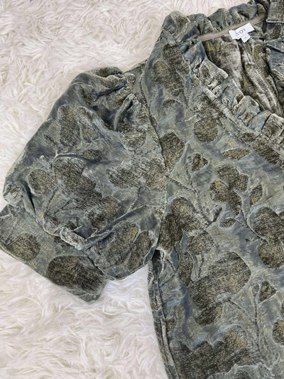 VOY Ruffled V-Neck Suede Top