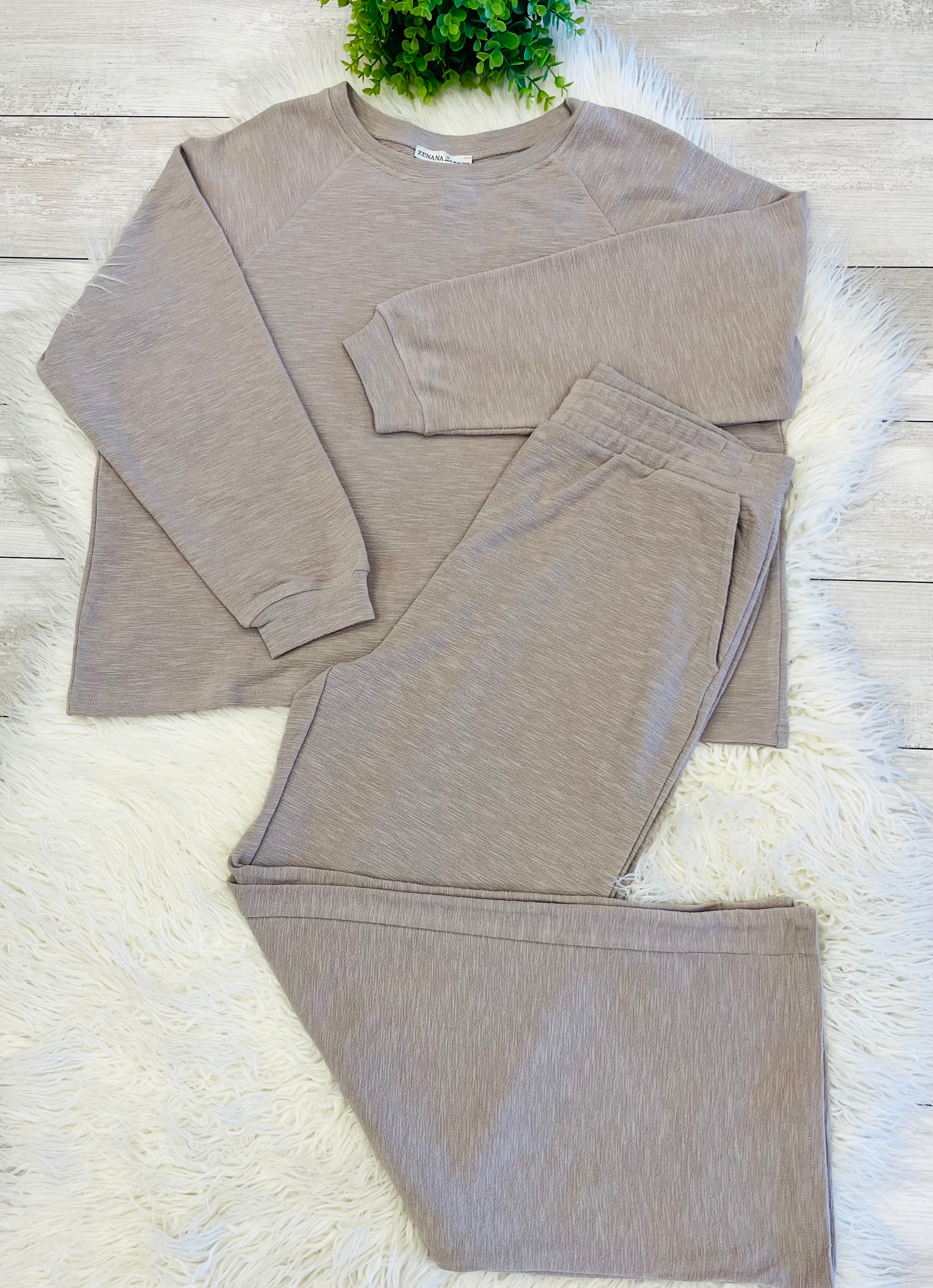 Women’s Zenana Cute Cotton Long Sleeve Set in Ash