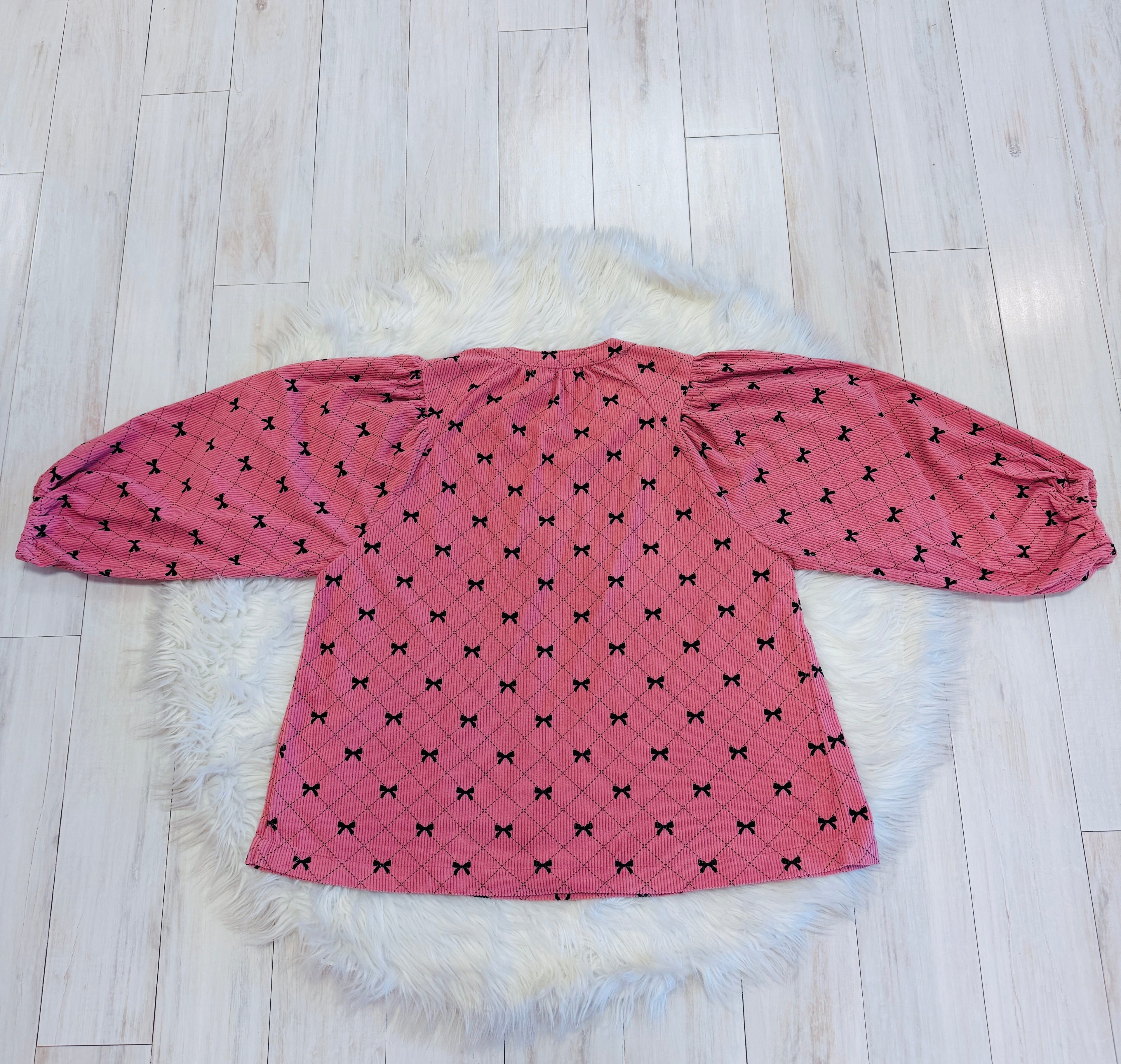 Women’s Umgee Corduroy Bow Print Top Loose Fit