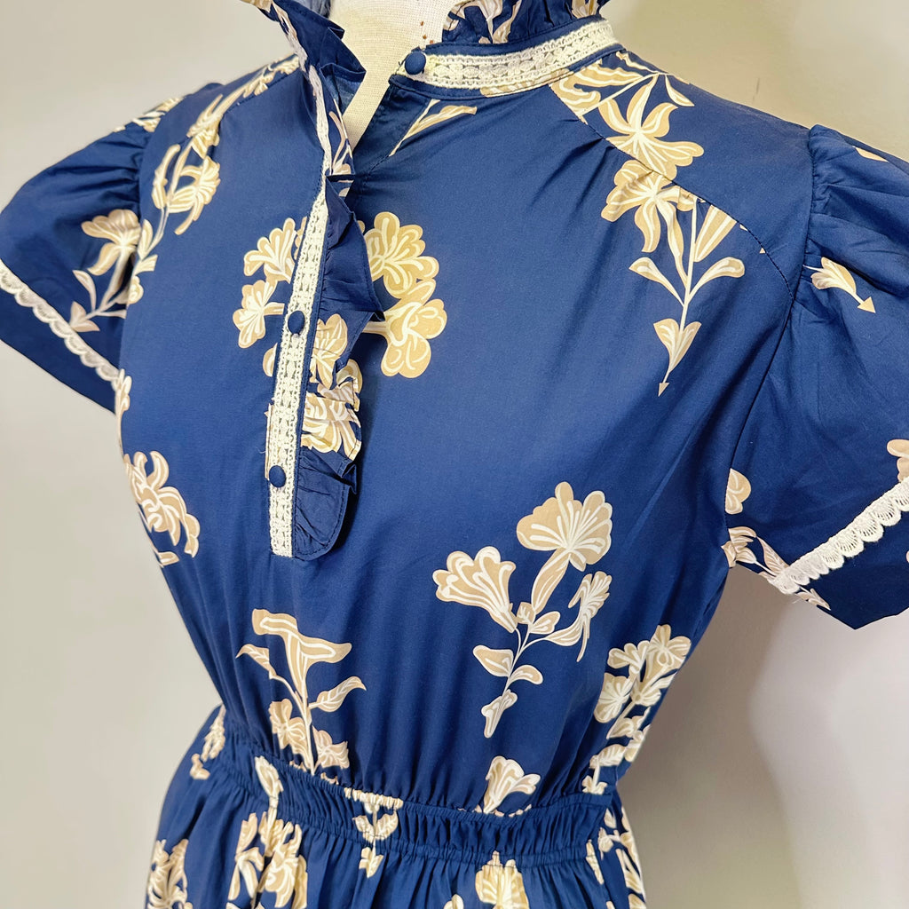 Women’s Umgee Navy and Cream Printed Dress