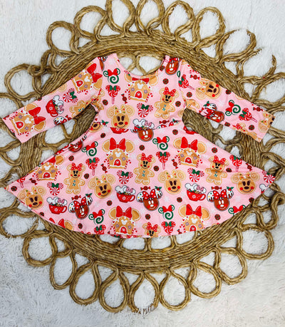 Girls Minnie Mouse Gingerbread Print Dress