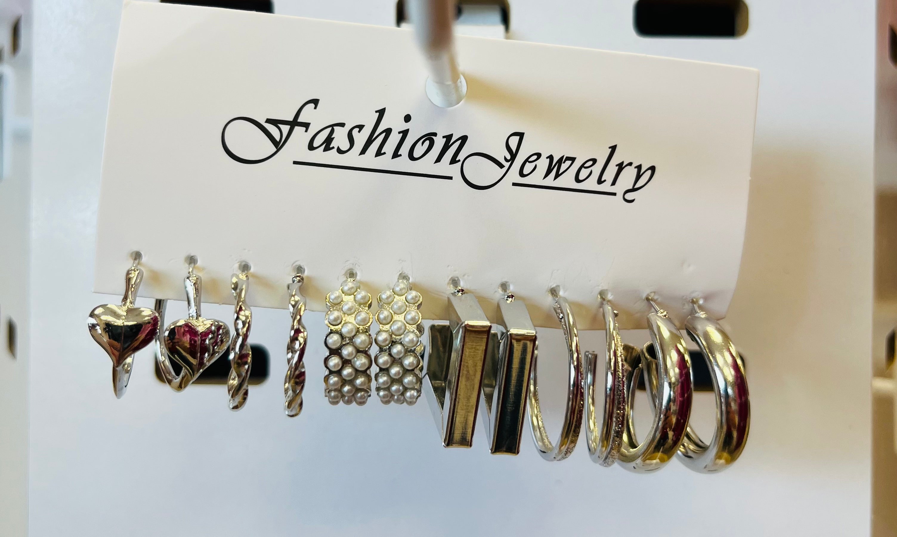 Women’s Silver Toned Geometric Hoops Chunky Square Designs Earrings