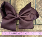 Hair Bow 6” Alligator Clip - Chocolate Brown