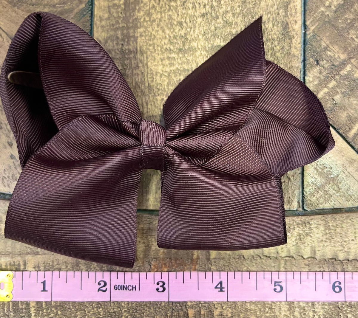 Hair Bow 6” Alligator Clip - Chocolate Brown