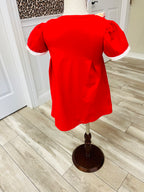 Girl’s Sweet Apple Embroidered Pencils Ruffle Dress