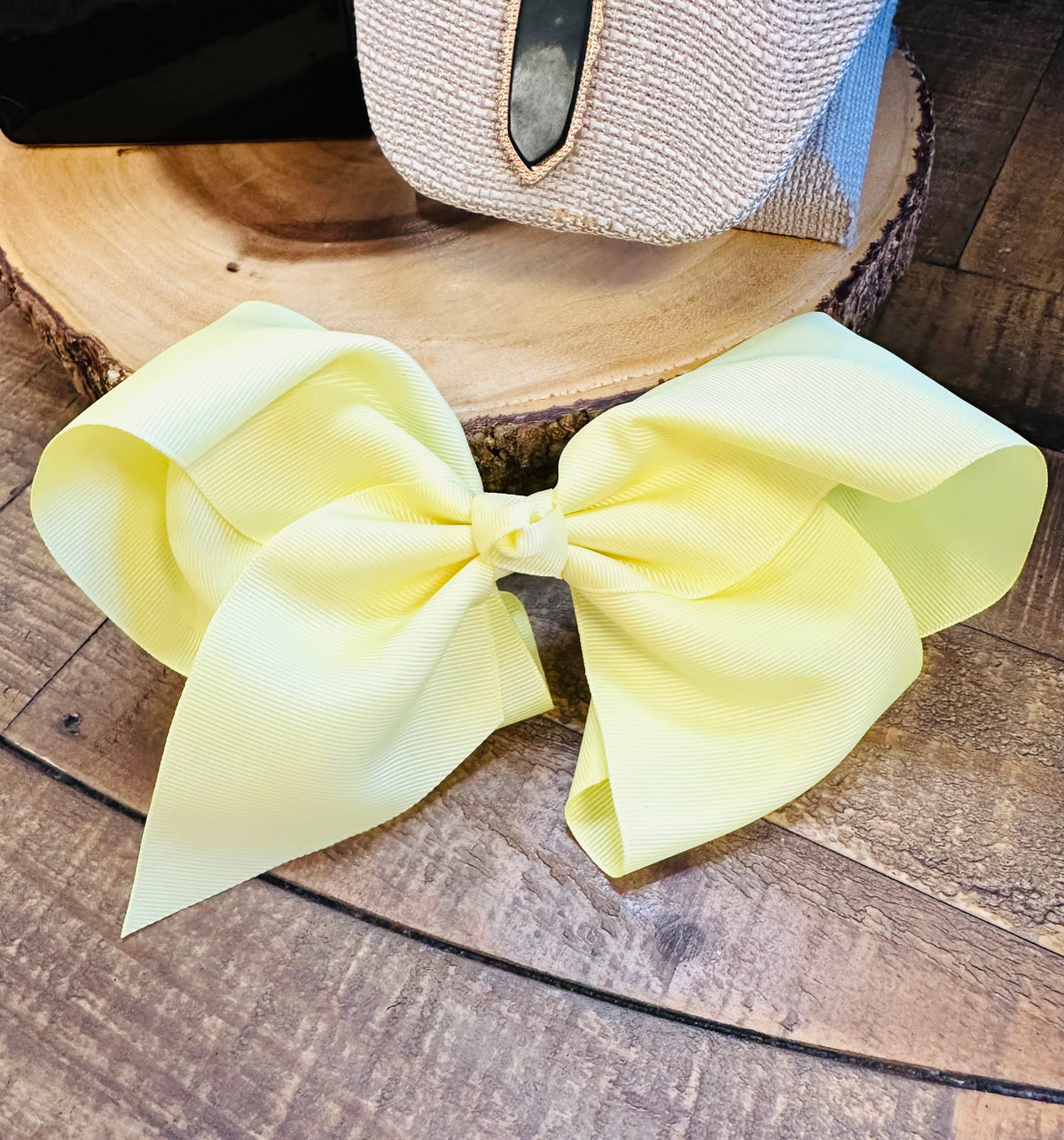 Hair Bow 8” Alligator Clip - Light Yellow