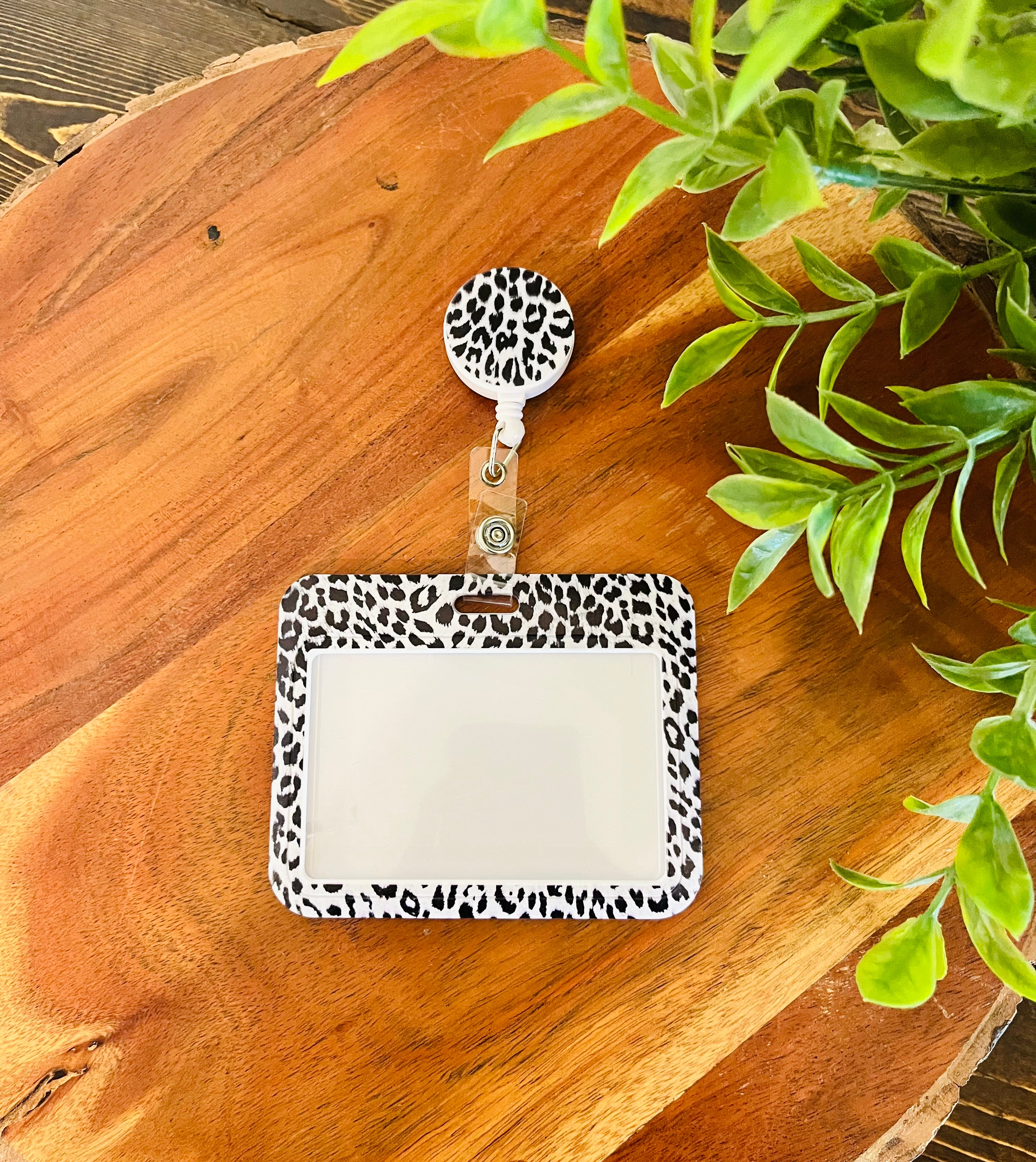 Black Cheetah Print Name Tag Lanyard