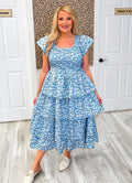 Women’s GiGiO Floral Tiered elastic waist Midi Dress