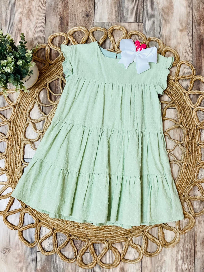 Hayden Girls Green Patterned Dress - Mini Mee Boutique