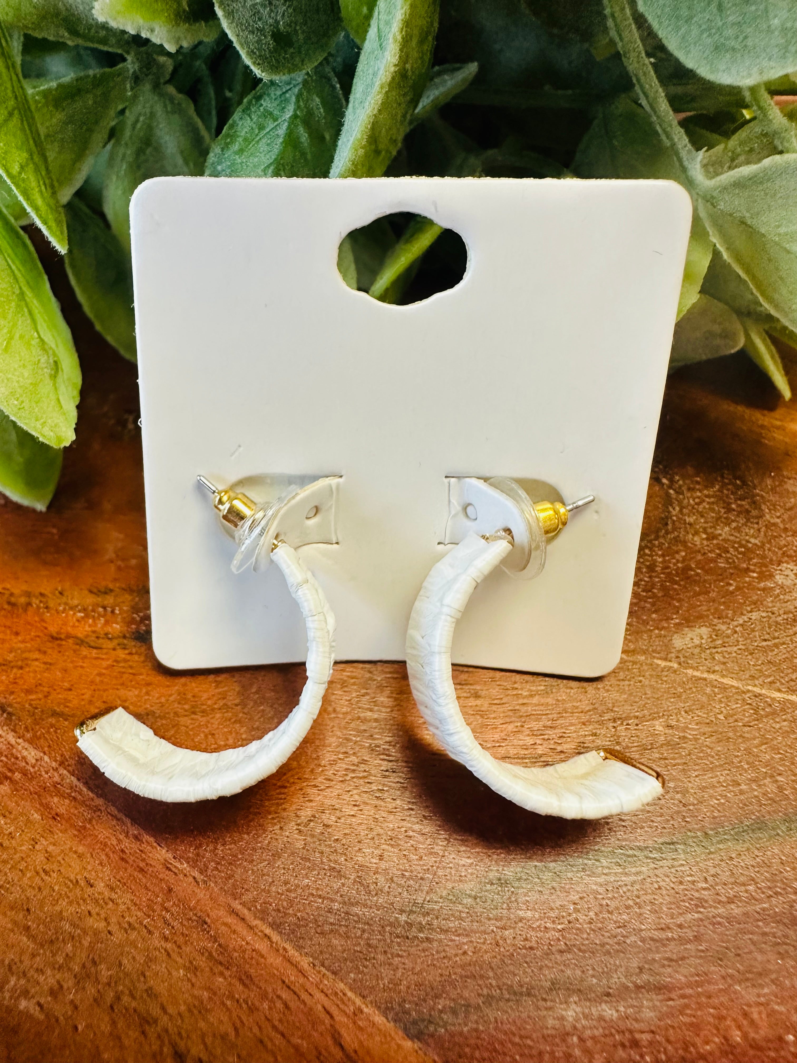 Women’s White Wooven Earrings